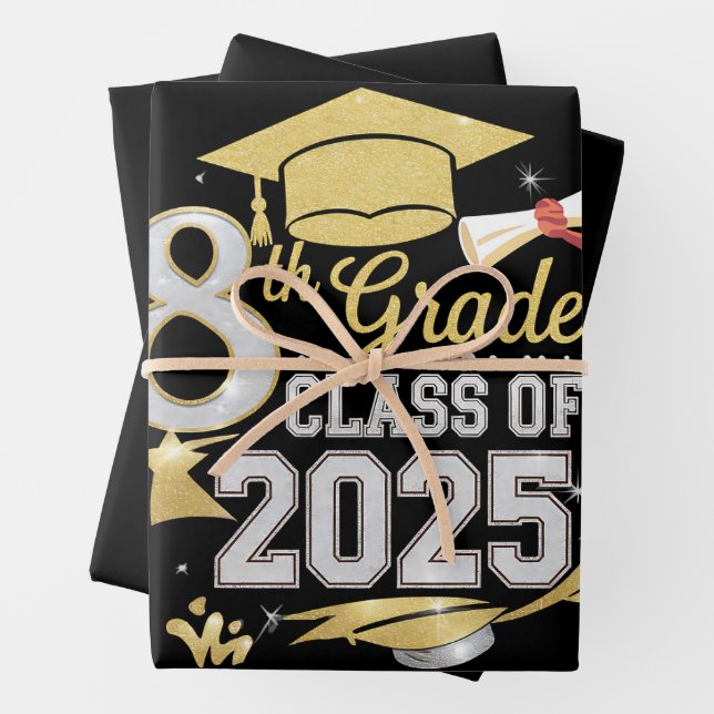 8th Grade Class Of 2025 Graduate Graduation Wrapping Paper Sheets (In situ)