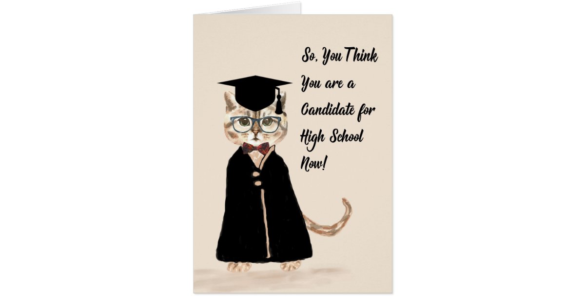 8th-grade-graduation-card-cat-grad-gown-cap-card-zazzle