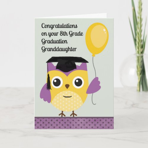 8th Grade Graduation Card for Granddaughter Owl