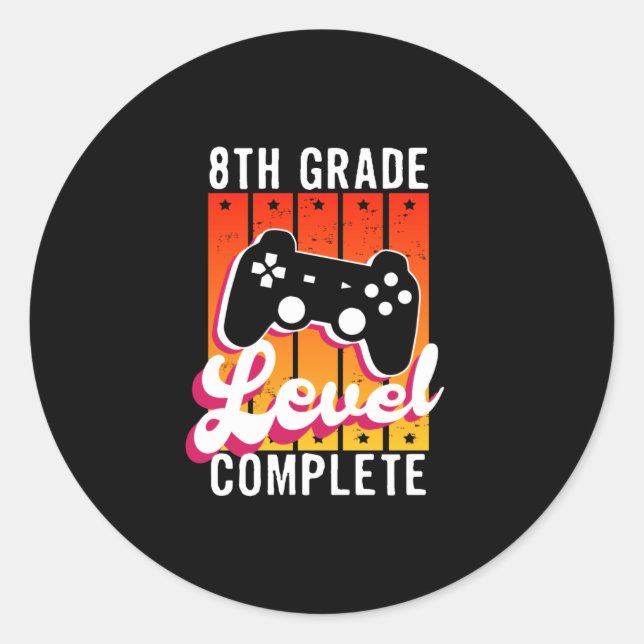 8th Grade Graduation Gamer Graduation Classic Round Sticker (Front)