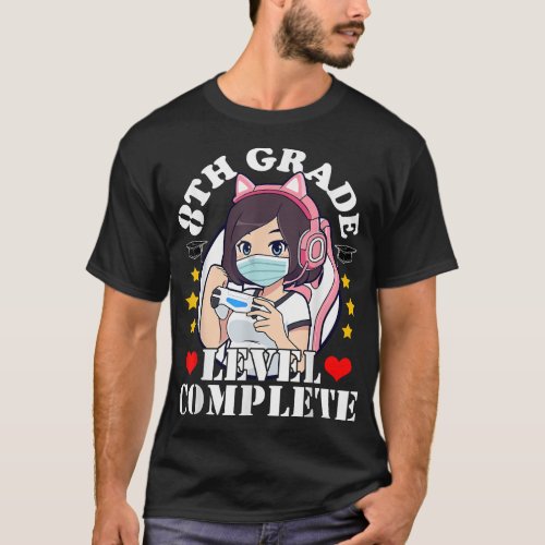 8th Grade Graduation Girl Loves Anime Gaming Face  T_Shirt