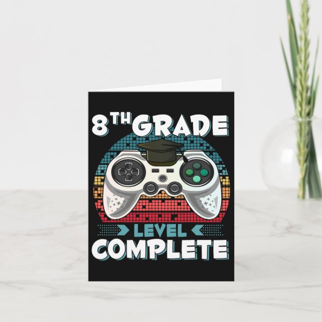 8th Grade Level Complete Gamer 8th Grade Graduatio Card (Front)