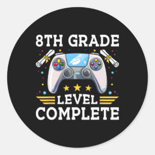 8th Grade Level Complete Gamer Kids Cl Of 2025 Boy Classic Round Sticker