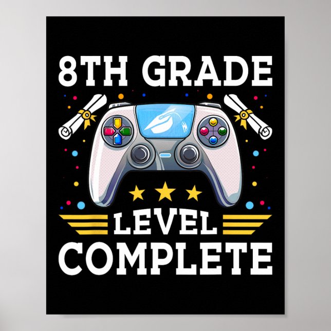 8th Grade Level Complete Gamer Kids Cl Of 2025 Boy Poster (Front)