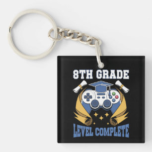8th Grade Level Complete Gaming Gamer Graduation Keychain