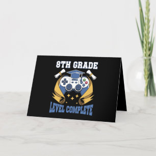 8th Grade Level Complete Gaming Gamer Graduation Letterpress Thank You Card