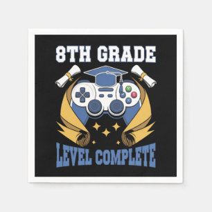 8th Grade Level Complete Gaming Gamer Graduation Napkins