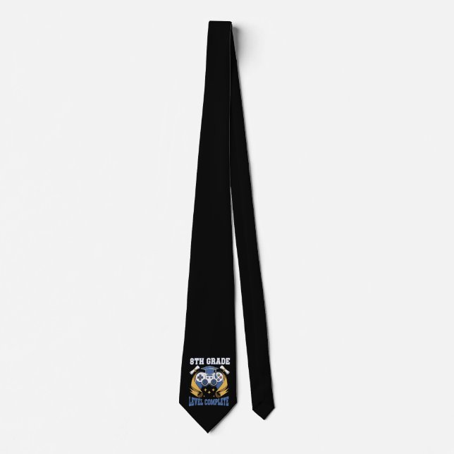 8th Grade Level Complete Gaming Gamer Graduation Neck Tie (Front)