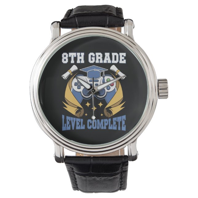 8th Grade Level Complete Gaming Gamer Graduation Watch (Front)
