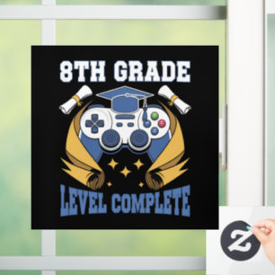 8th Grade Level Complete Gaming Gamer Graduation Window Cling