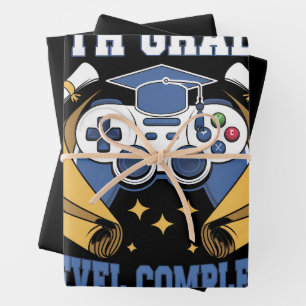 8th Grade Level Complete Gaming Gamer Graduation Wrapping Paper Sheets