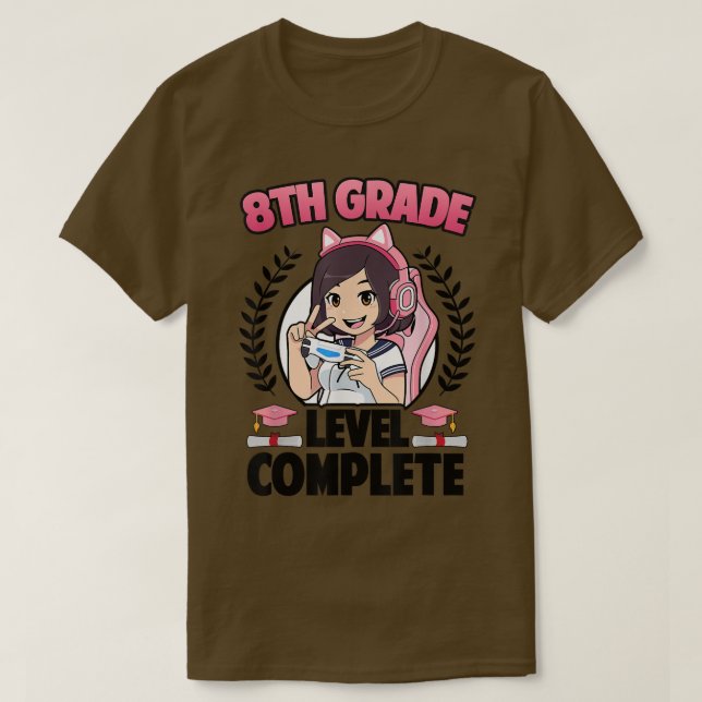 8th Grade Level Complete Graduation 2022 Anime Gam T-Shirt (Design Front)