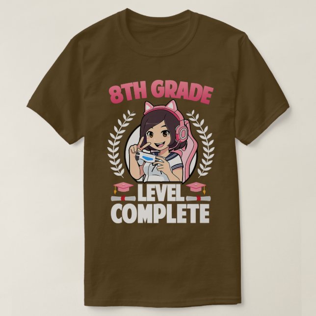 8th Grade Level Complete Graduation 2022 Anime Gam T-Shirt (Design Front)
