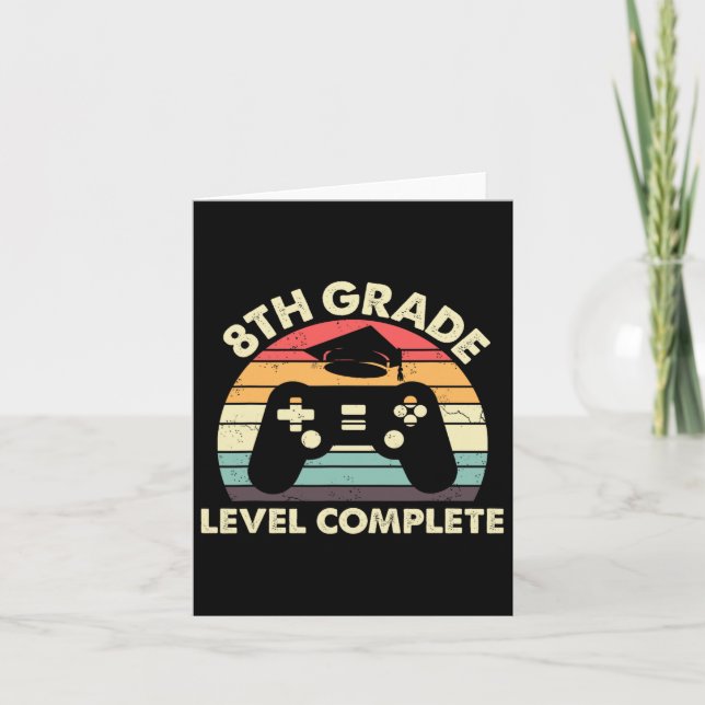 8th Grade Level Complete Graduation Gift For Gamer Card (Front)