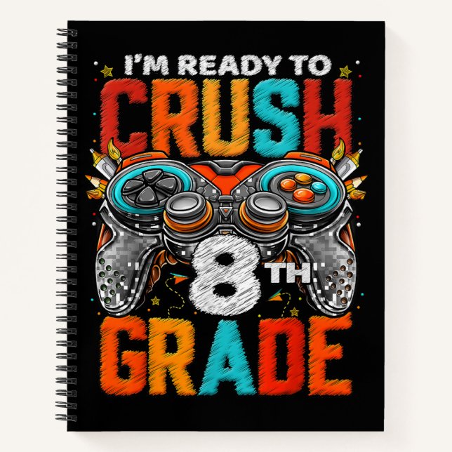 8th Grade Level Unlocked Game On Back To School  Notebook (Front)