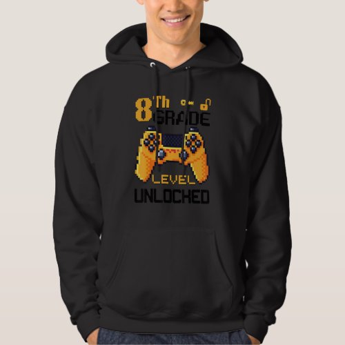8th Grade Level Unlocked Video Game Pixel Controll Hoodie