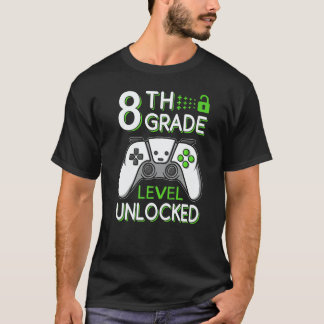 8th Grade Level Unlocked VideoGame Gamer Back to S T-Shirt