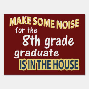 8th Grade Red Funny Modern Graduation Sign
