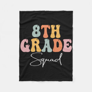 8th Grade Squad Retro Groovy Women Happy First Day Fleece Blanket