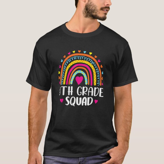 8th Grade Squad Teacher Student Rainbow 100th Day  T-Shirt (Front)
