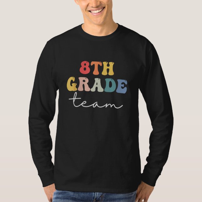 8th Grade Team Retro Groovy Women Happy First Day  T-Shirt (Front)