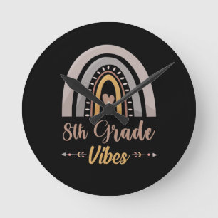 8th Grade Vibe Eighth Grade Back to School Round Clock