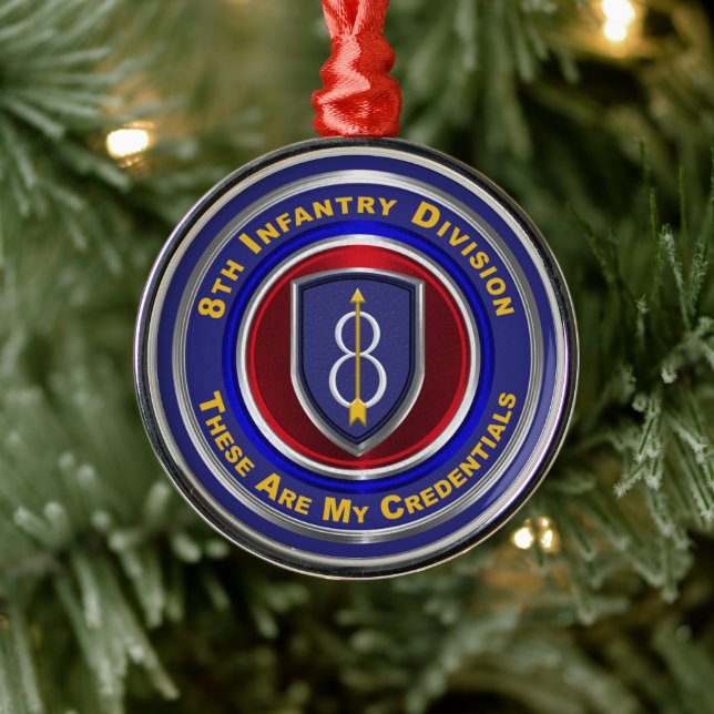8th Infantry Division Keepsake Christmas Metal Ornament (Tree)