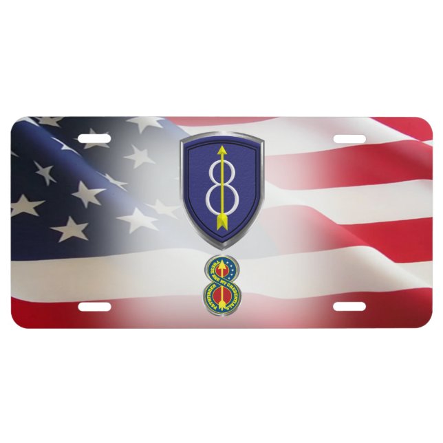 8th Infantry Division “Pathfinder” Patch Insigni License Plate (Front)