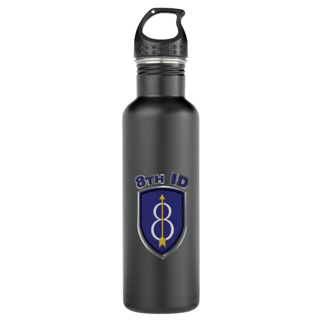 8th Infantry Division “Pathfinder”   Stainless Steel Water Bottle (Front)