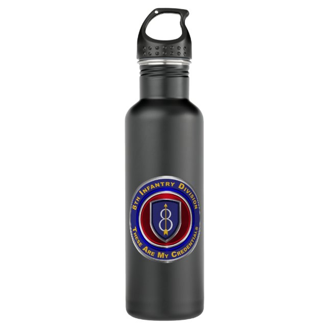 8th Infantry Division “Pathfinder”  Stainless Steel Water Bottle (Front)