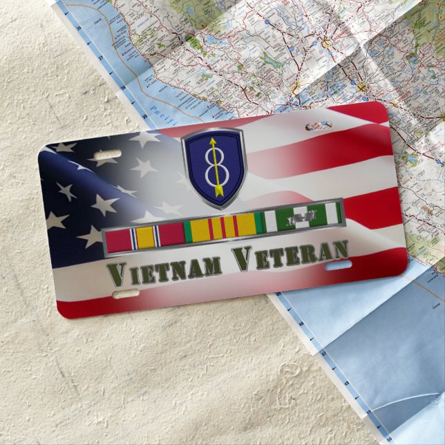 8th Infantry Division Vietnam Veteran License Plate (In Situ)