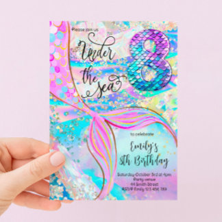 8th Mermaid Birthday Under the Sea Invitation