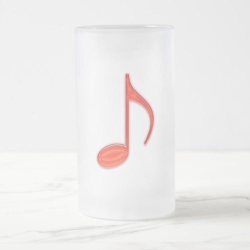 8th Note Large Red Plastic 2010 Frosted Glass Beer Mug