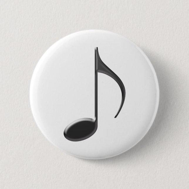 8th Note Skinney Black on Transparent Musical Button (Front)