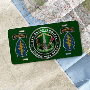 8th PSYOPS Psychological Operations Group Airborne License Plate