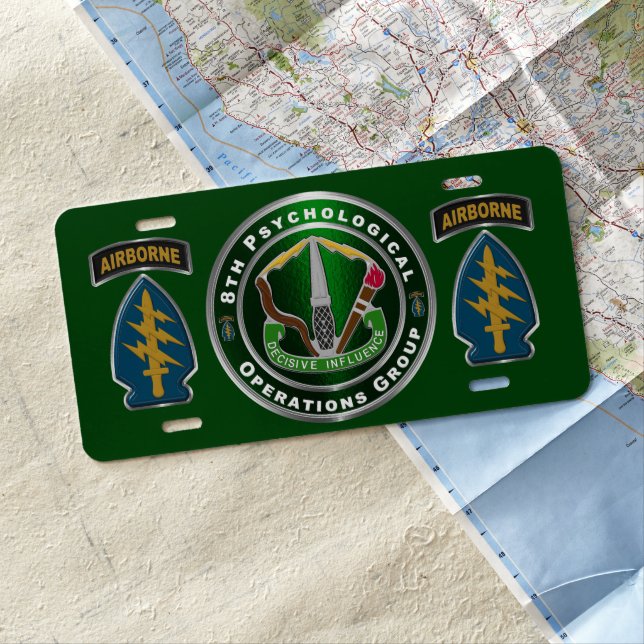 8th PSYOPS Psychological Operations Group Airborne License Plate (In Situ)