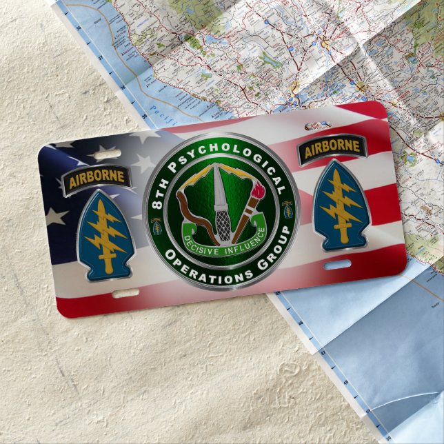 8th PSYOPS Psychological Operations Group Airborne License Plate (In Situ)