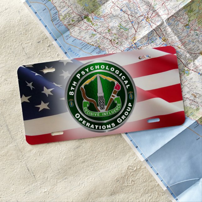 8th PSYOPS Psychological Operations Group Airborne License Plate (In Situ)