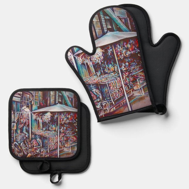 8th Street Rings  Oven Mitt & Pot Holder Set (Front/Back)