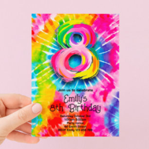 8th Tie Dye Birthday Invitation
