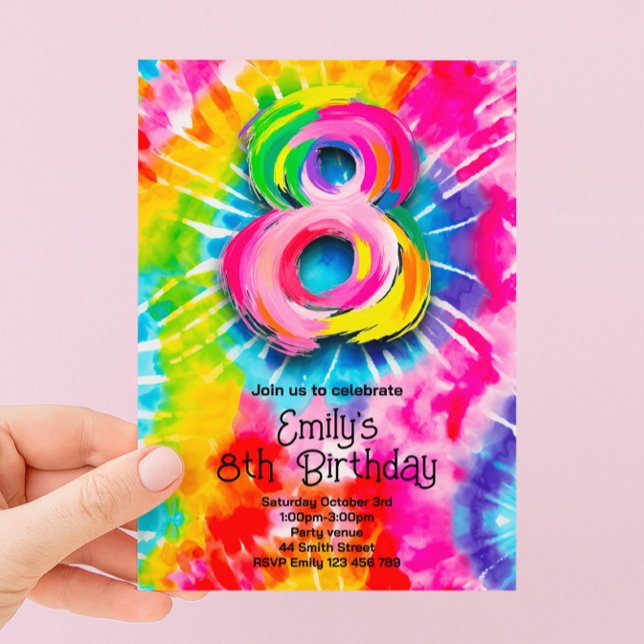 8th Tie Dye Birthday Invitation (Creator Uploaded)