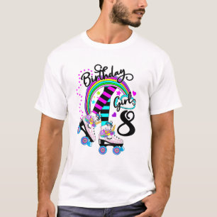 8th Unicorn Roller Skate Birthday Party for Girls T-Shirt