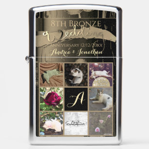 8th Wedding Anniversary Bronze 8 Custom Photos Zippo Lighter