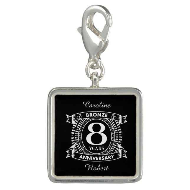 8TH wedding anniversary bronze Charm (Front)