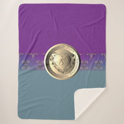 8th Wedding Anniversary Bronze Emblem Sherpa Blank