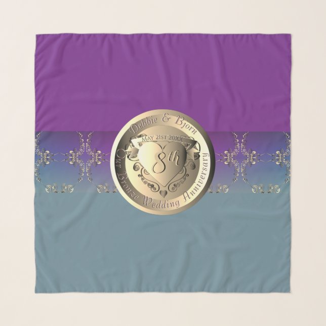 8th Wedding Anniversary Bronze EmblemChiffon Scarf (Front)