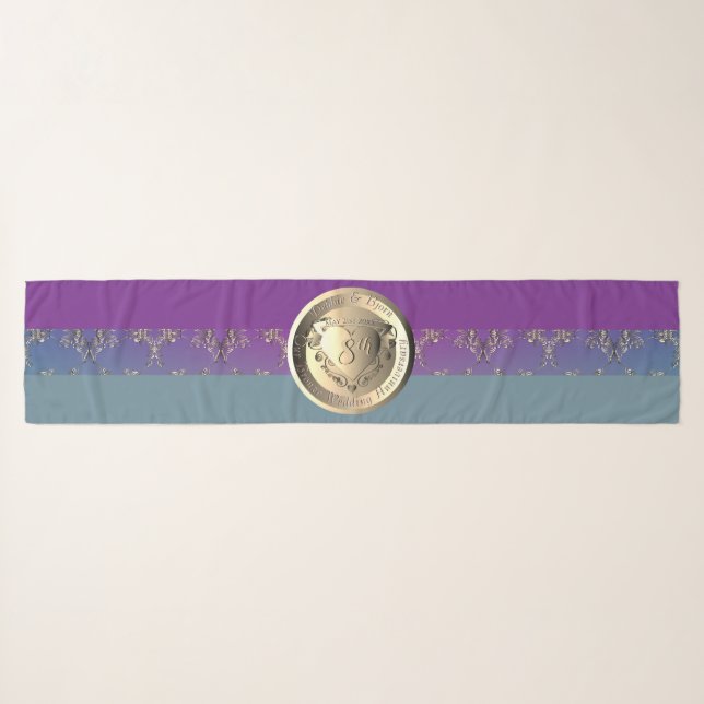 8th Wedding Anniversary Bronze EmblemChiffon Scarf (Front (Horizontal))