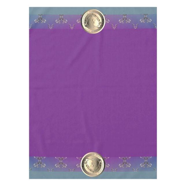 8th Wedding Anniversary Bronze Heart Emblem Tablecloth (Front)