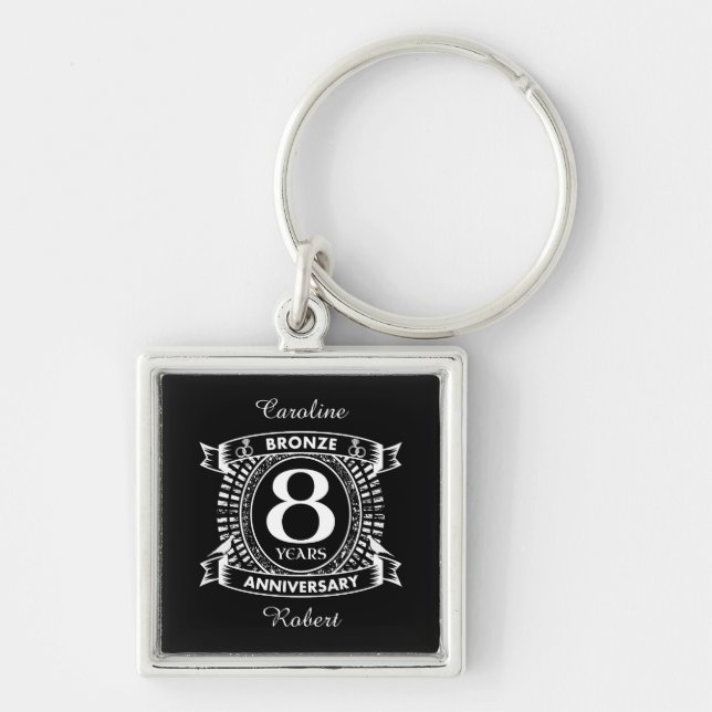8TH wedding anniversary bronze Keychain (Front)