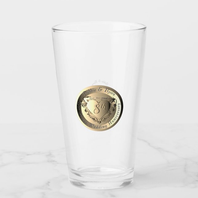 8th Wedding Anniversary Bronze Medallion Image Glass (Front)